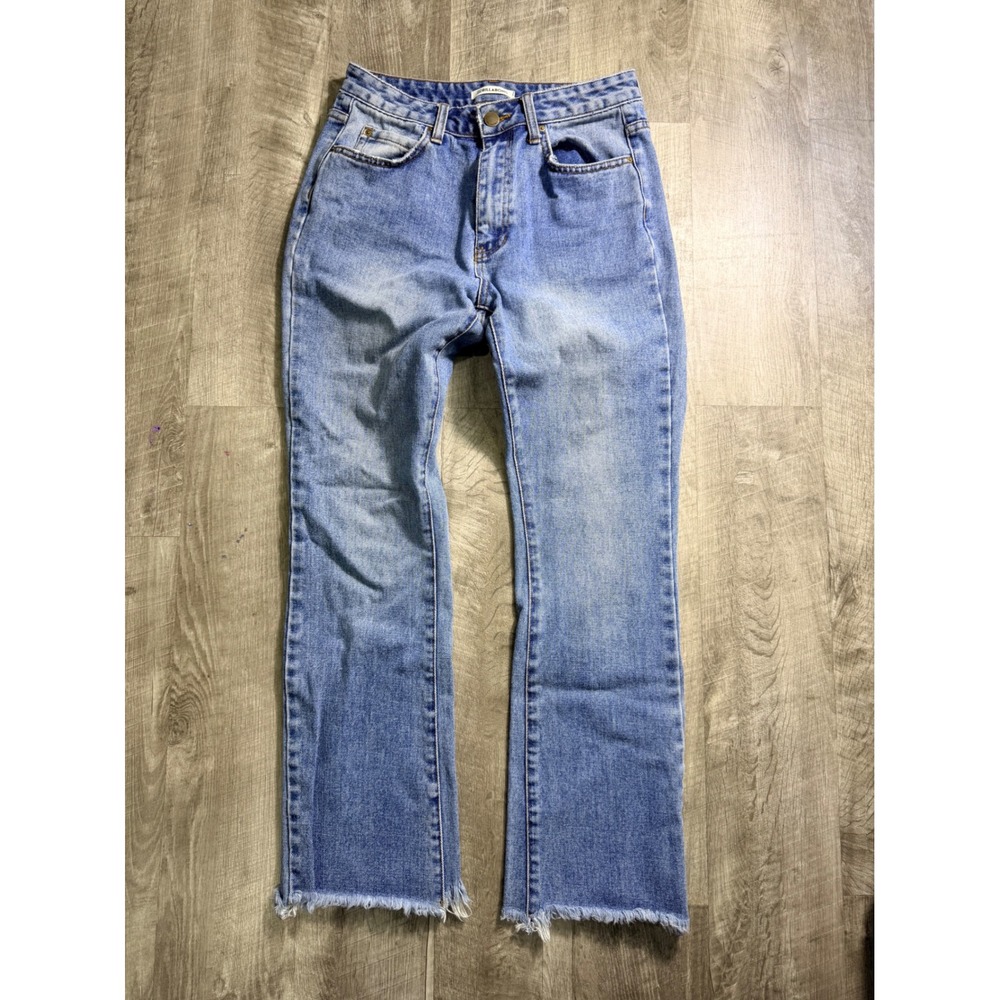 Billabong High Waisted Light Wash Raw Hem Straight Leg Denim Jeans Women 28